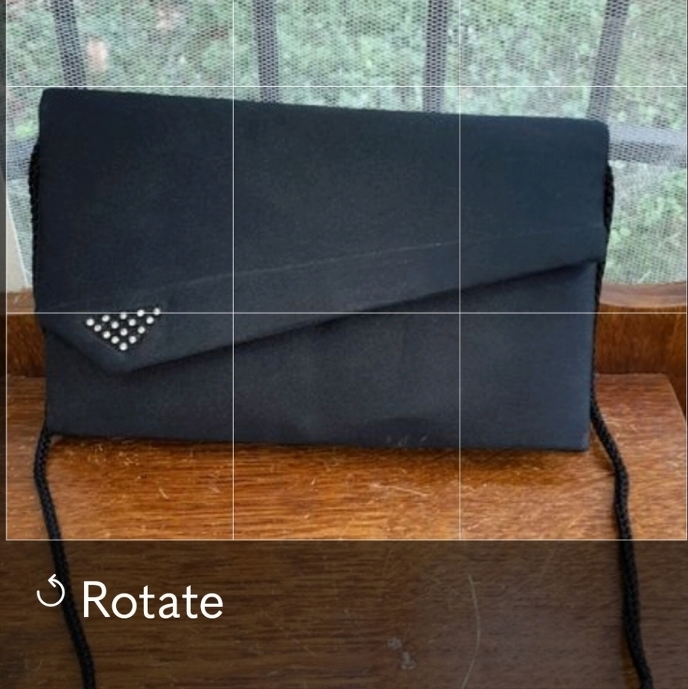 80's Vintage Black Evening Clutch/Bag With Rhinestones